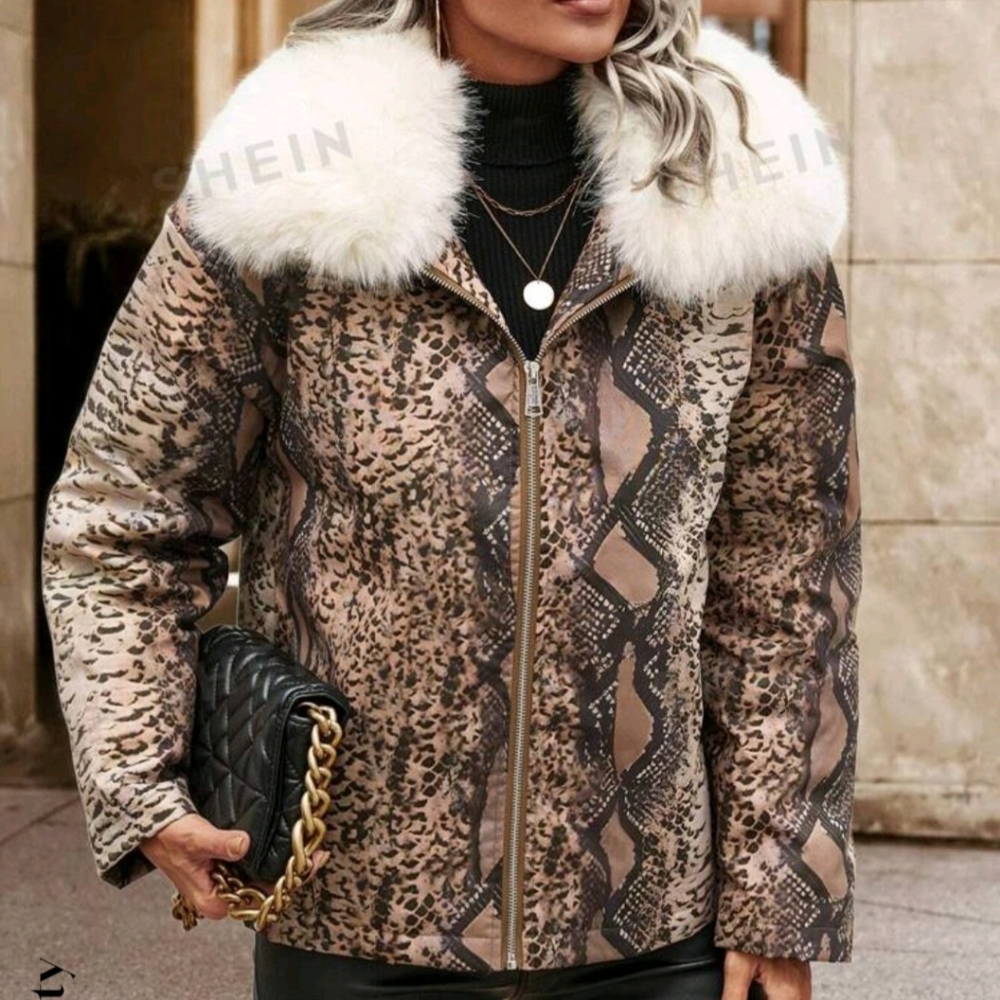 Fuzzy collar down coat - Picture 3 of 6